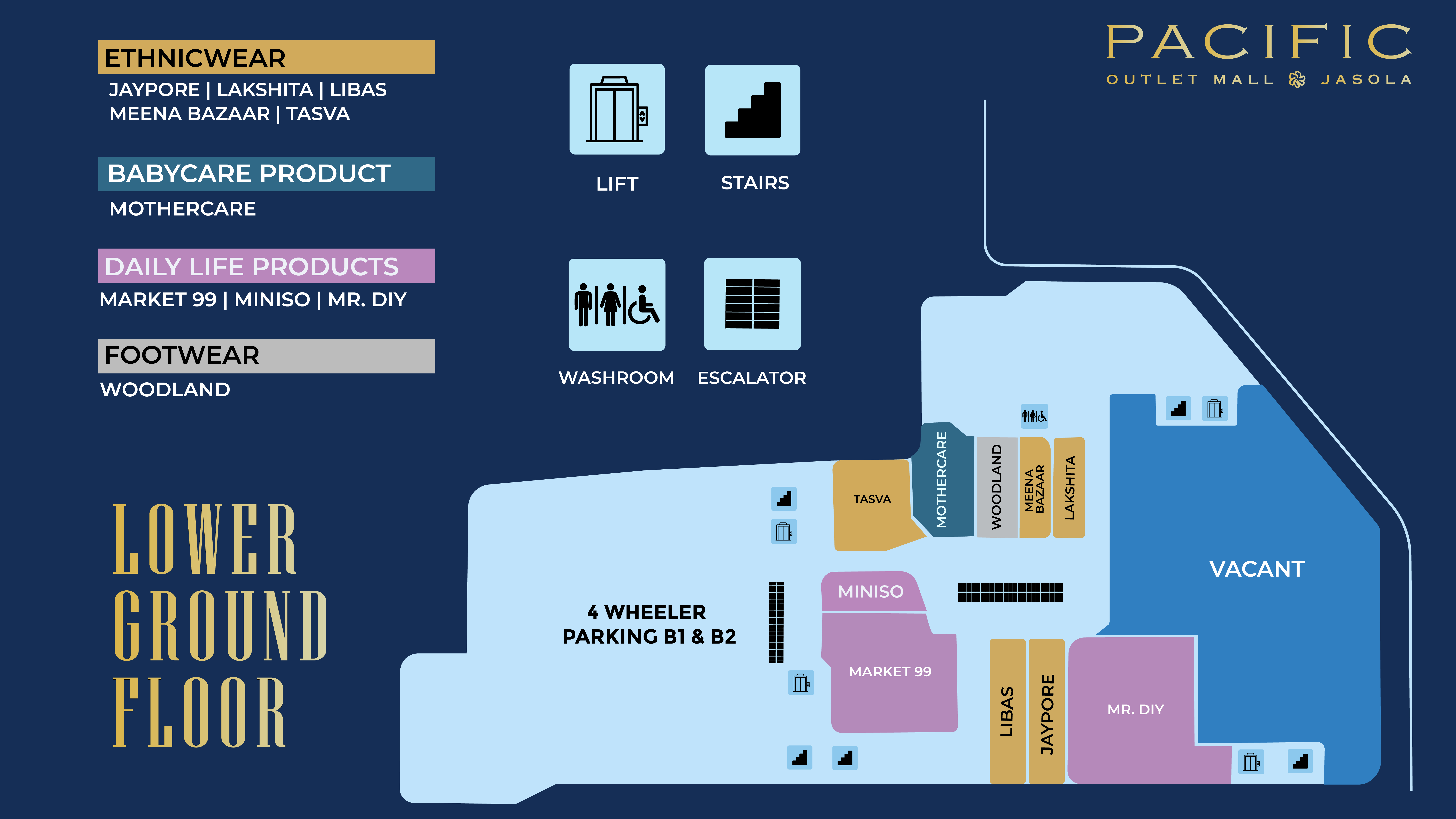 Pacific Outlet Mall Jasola Floor Plan – Stores & Mall Layout